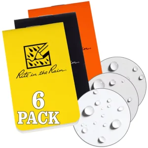 Allvær On-The-Go Mini-notatbok – Heftet (OTG-IND) 2xGul, 2xSvart og 2xOransje, 6-pakning