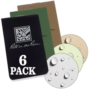 Allvær On-The-Go Mini-notatbok – Heftet (OTG-TAC) 2xSvart, 2xGrønn og 2xBeige, 6-pakning